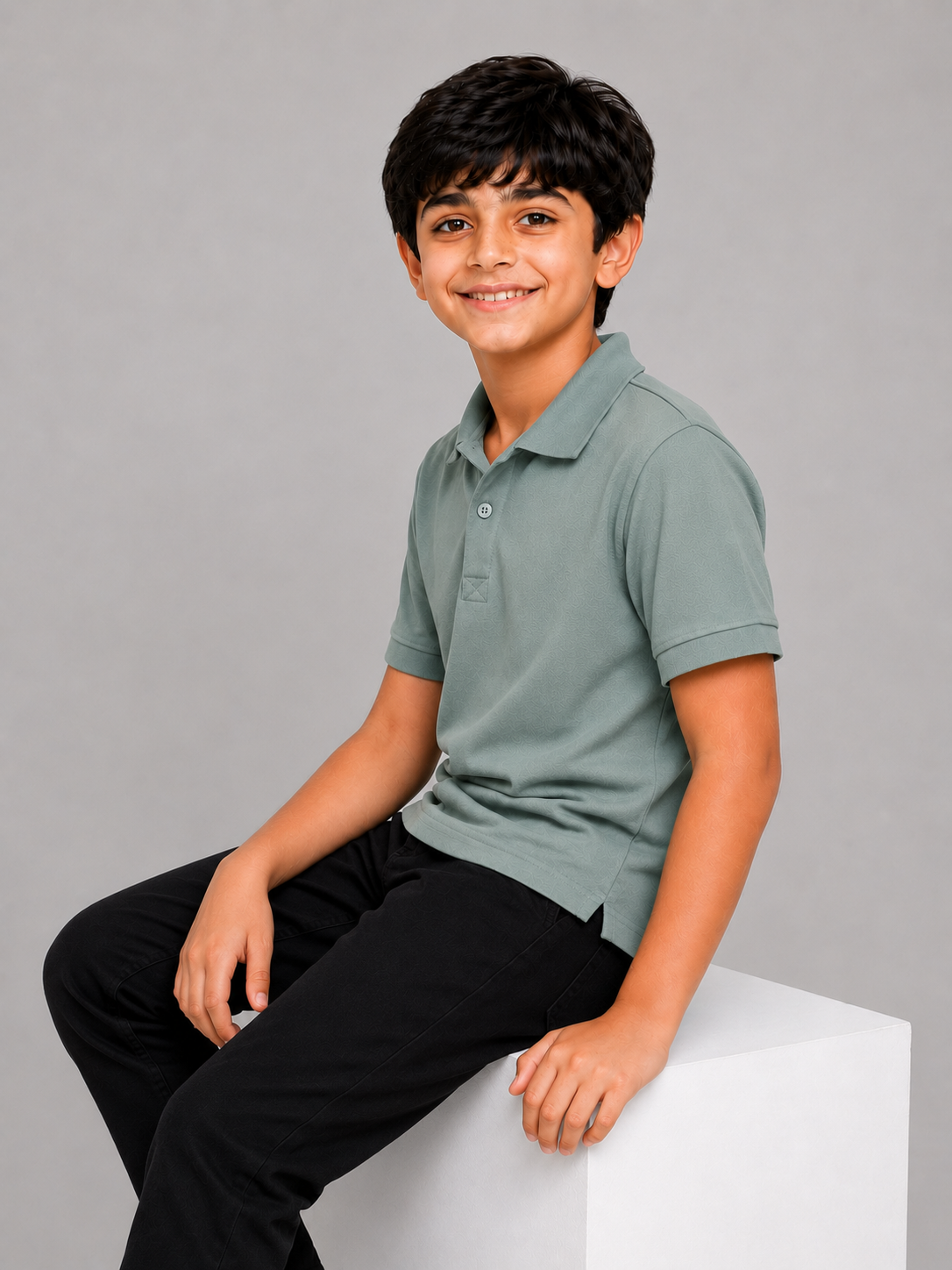 Kids Sage Green Polo Shirt – Smart Casual Everyday Wear