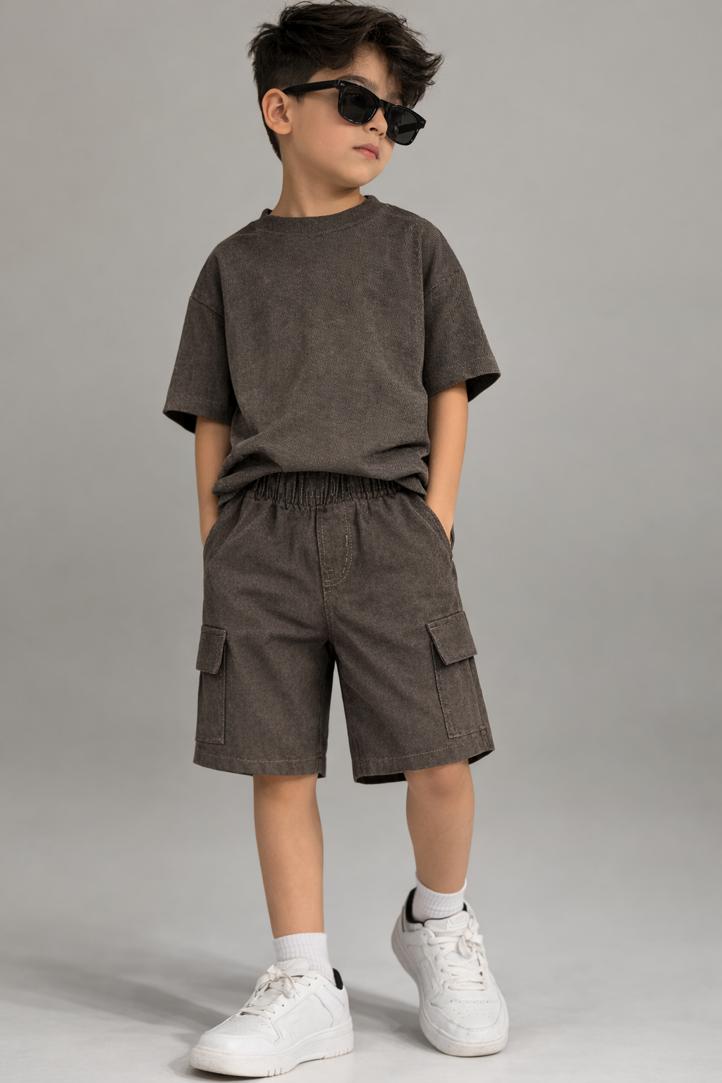 Kids Brown Cargo Shorts