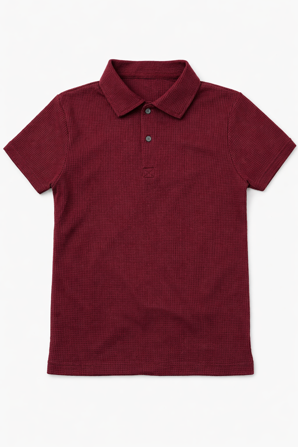 Boys Maroon Textured Polo Shirt