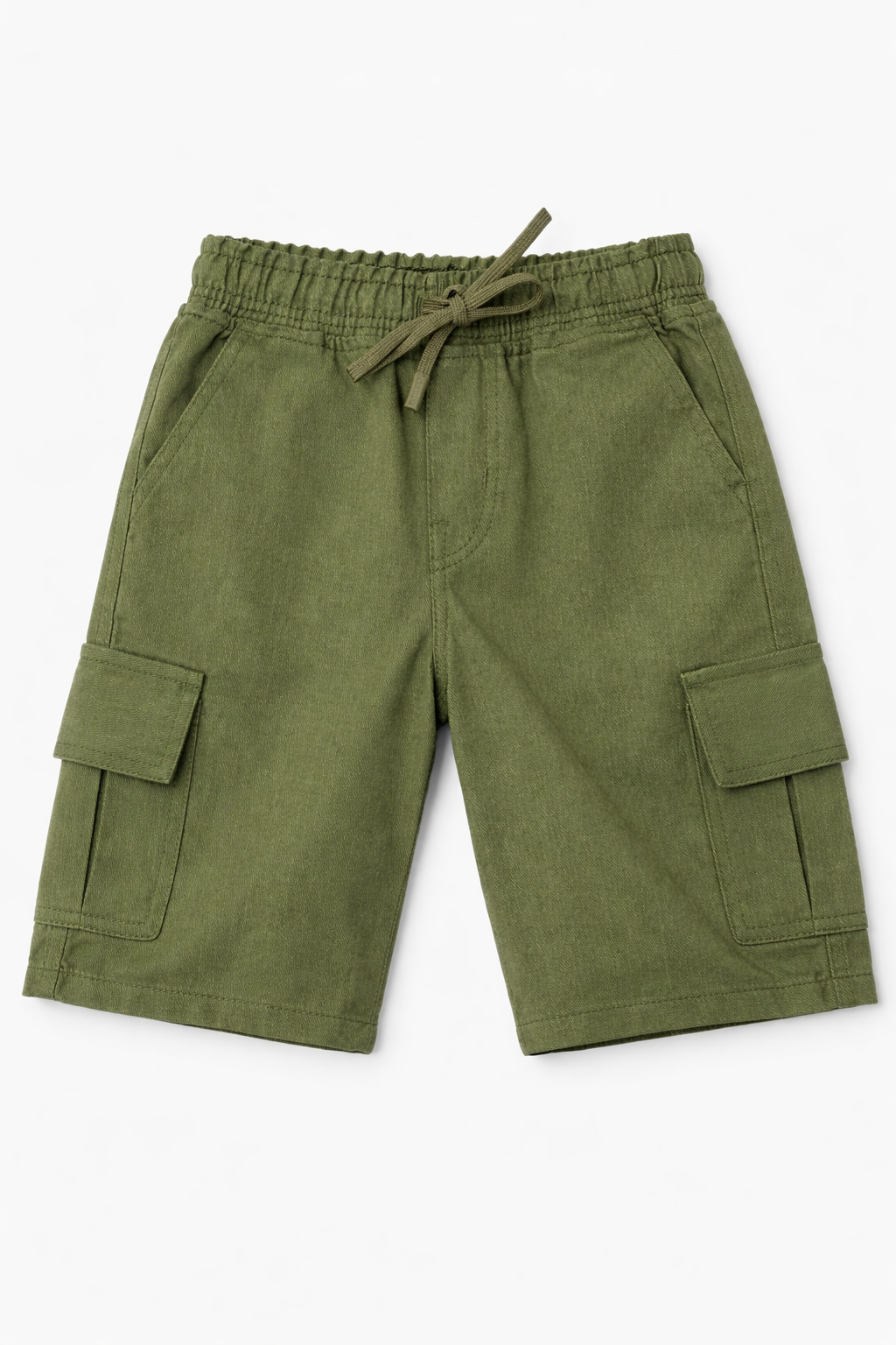 Boys Olive Green Cargo Shorts with Drawstring
