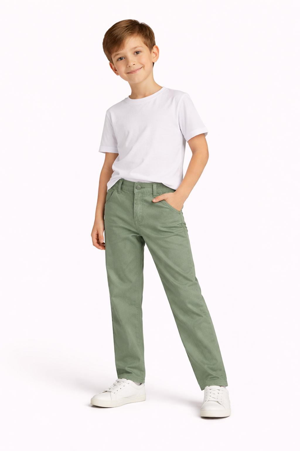Kids Sage Green Cotton Pants
