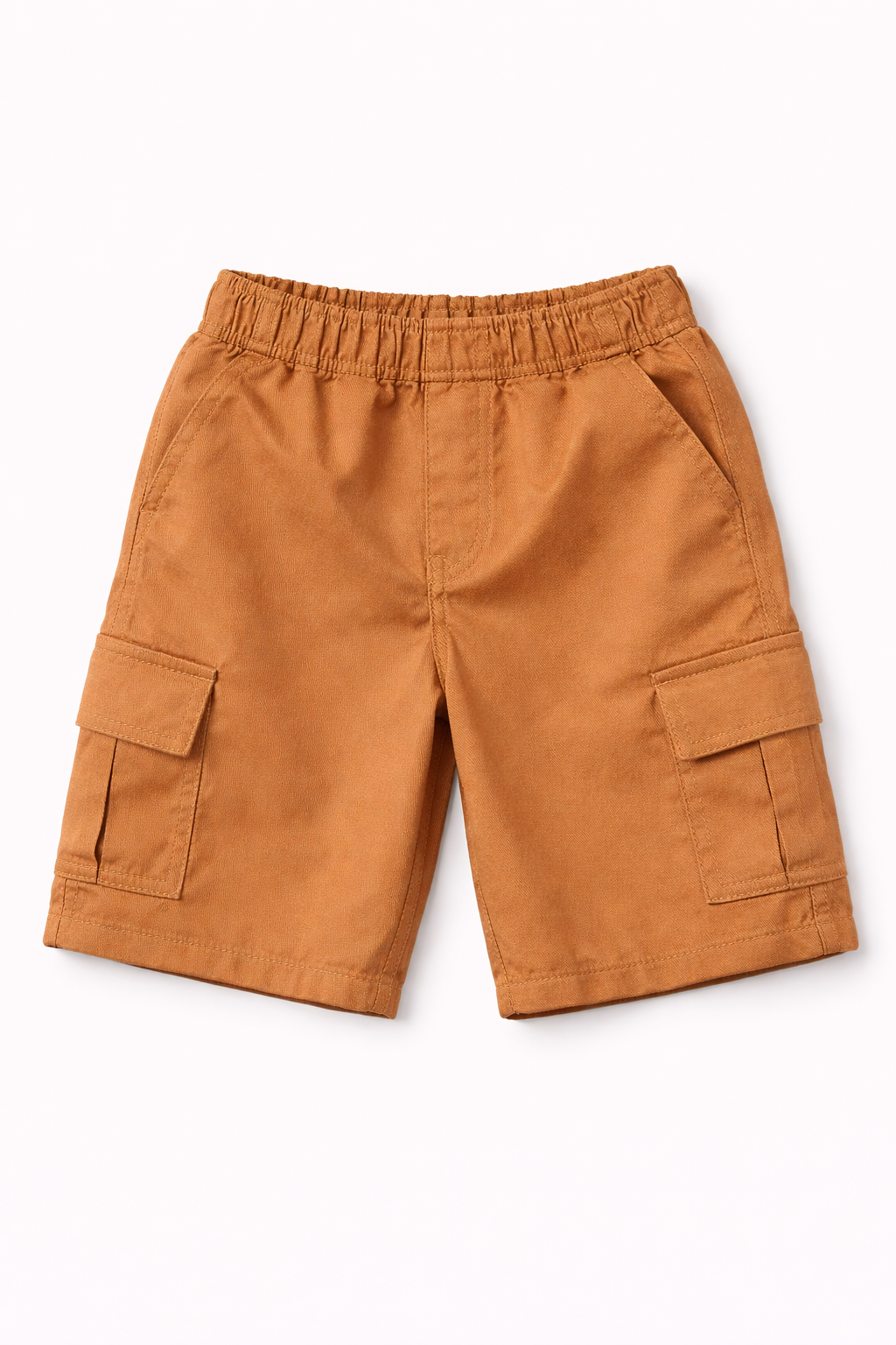 Kids Rust Brown Cargo Shorts with Elastic Waist