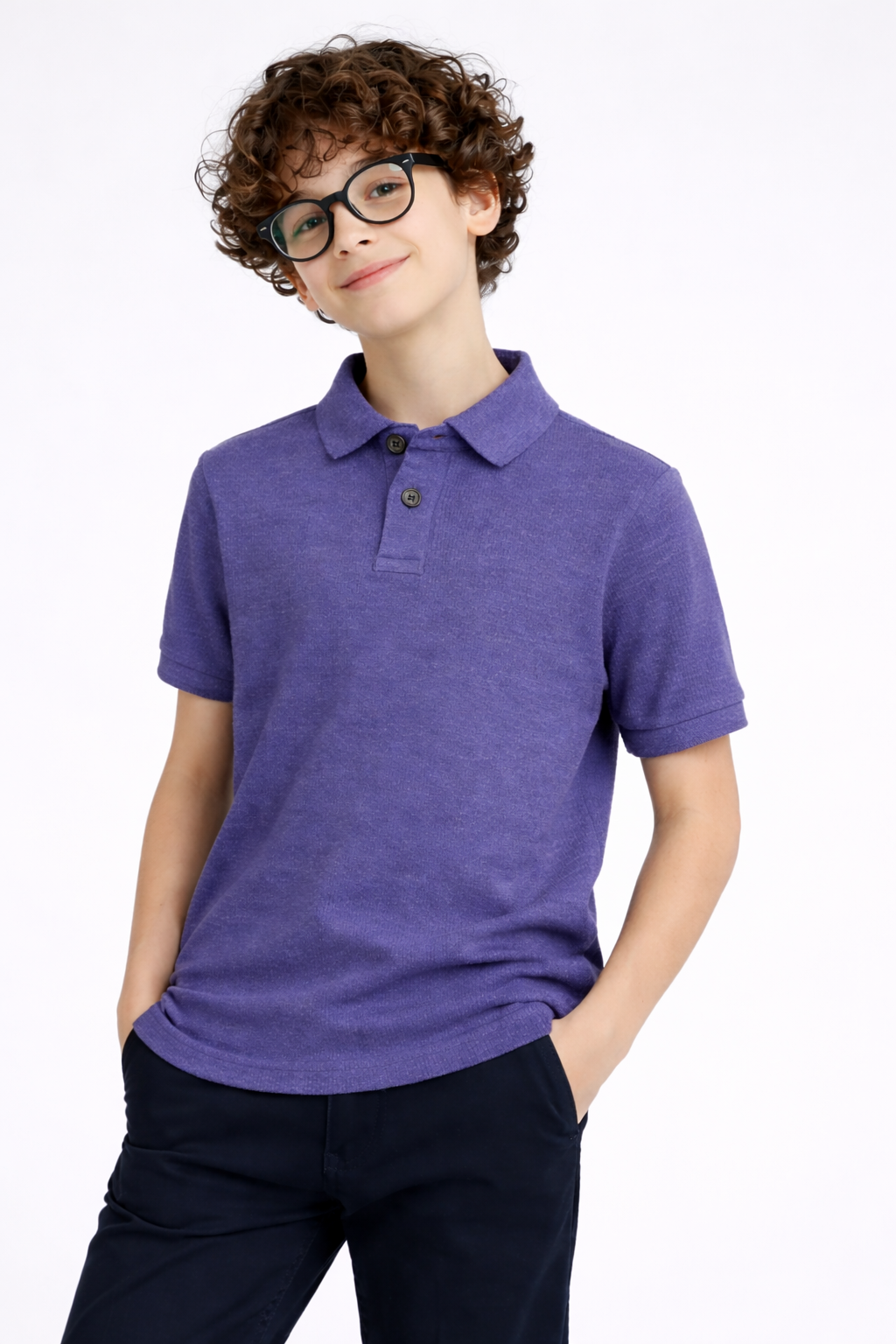 Textured Polo Shirt – Dark Mauve Purple