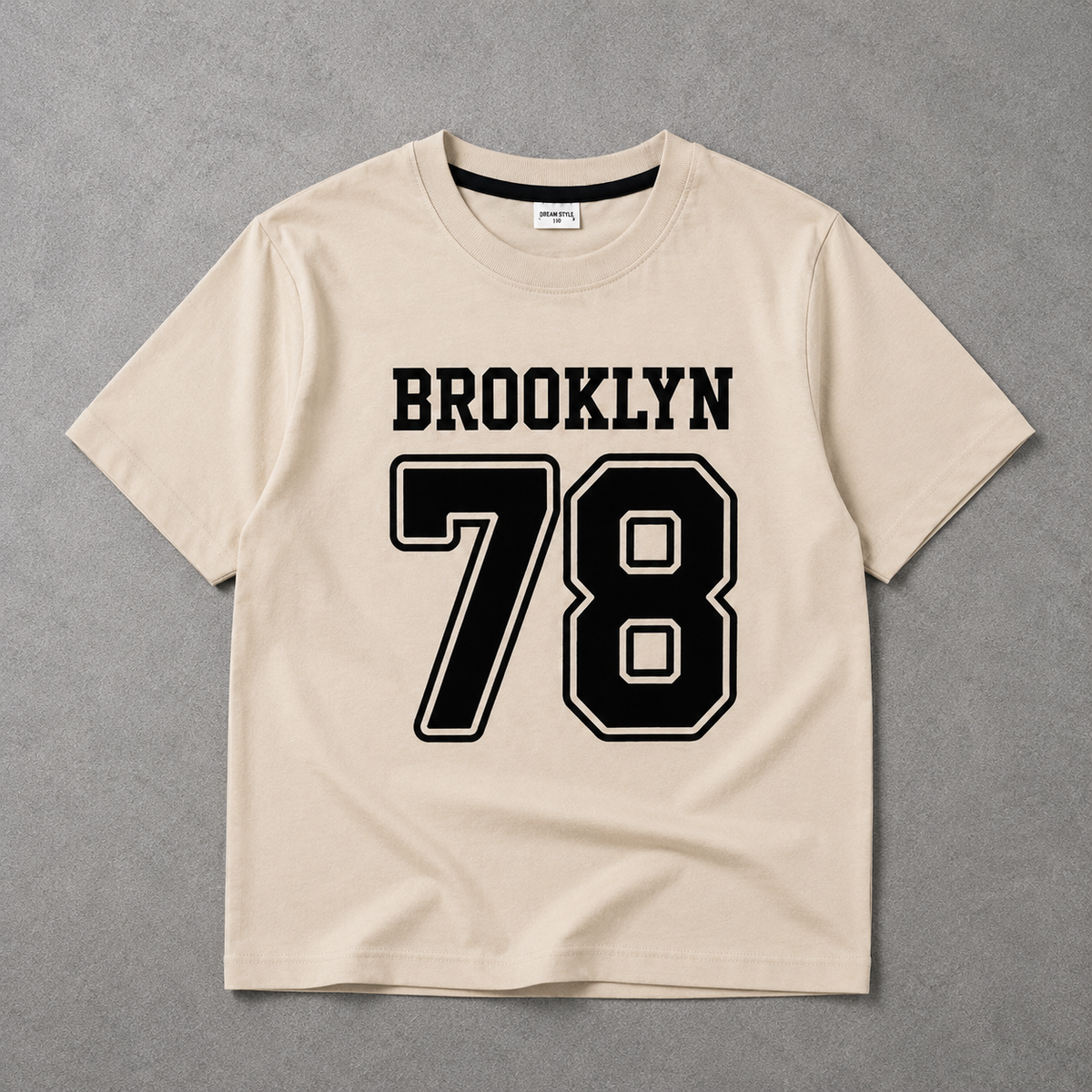 Brooklyn 78 Printed Kids T-Shirt – Beige