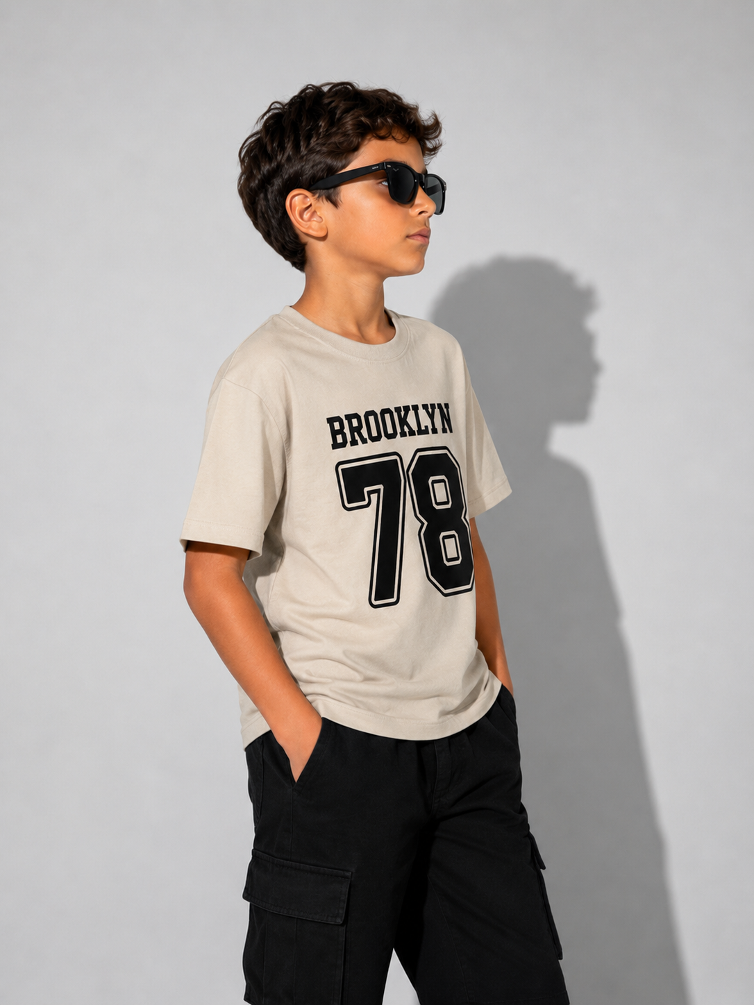 Brooklyn 78 Printed Kids T-Shirt – Beige
