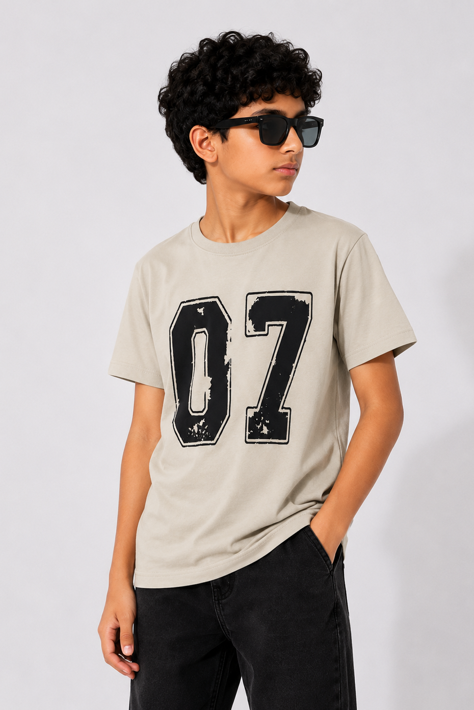 Kids 07 Graphic T-Shirt – Beige