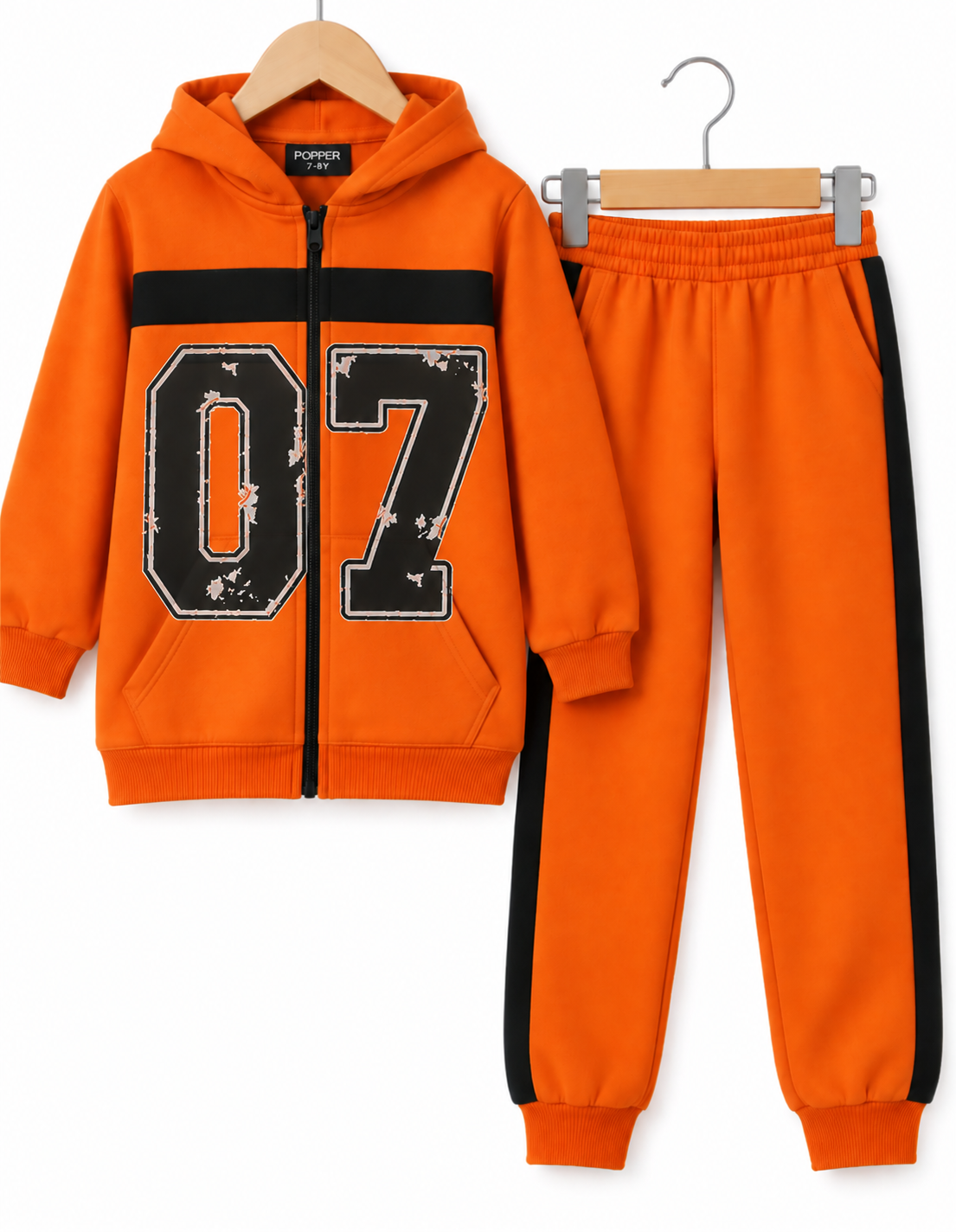 Kids Orange & Black Tracksuit – 07 Patch