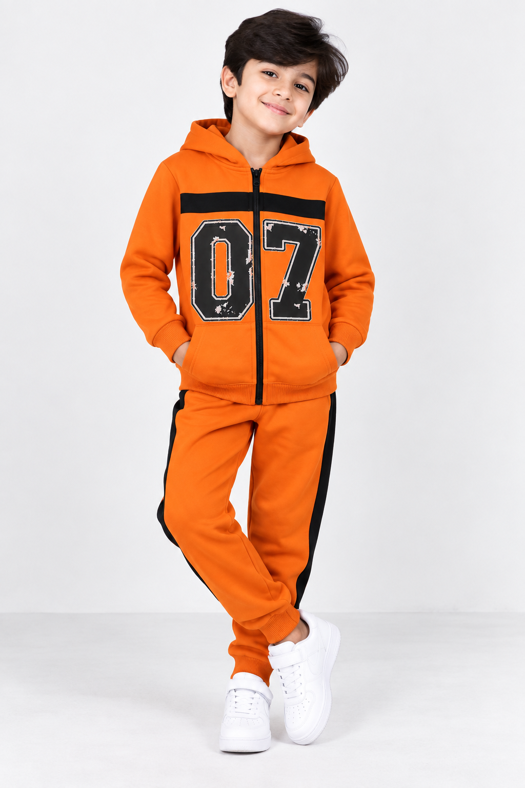 Kids Orange & Black Tracksuit – 07 Patch
