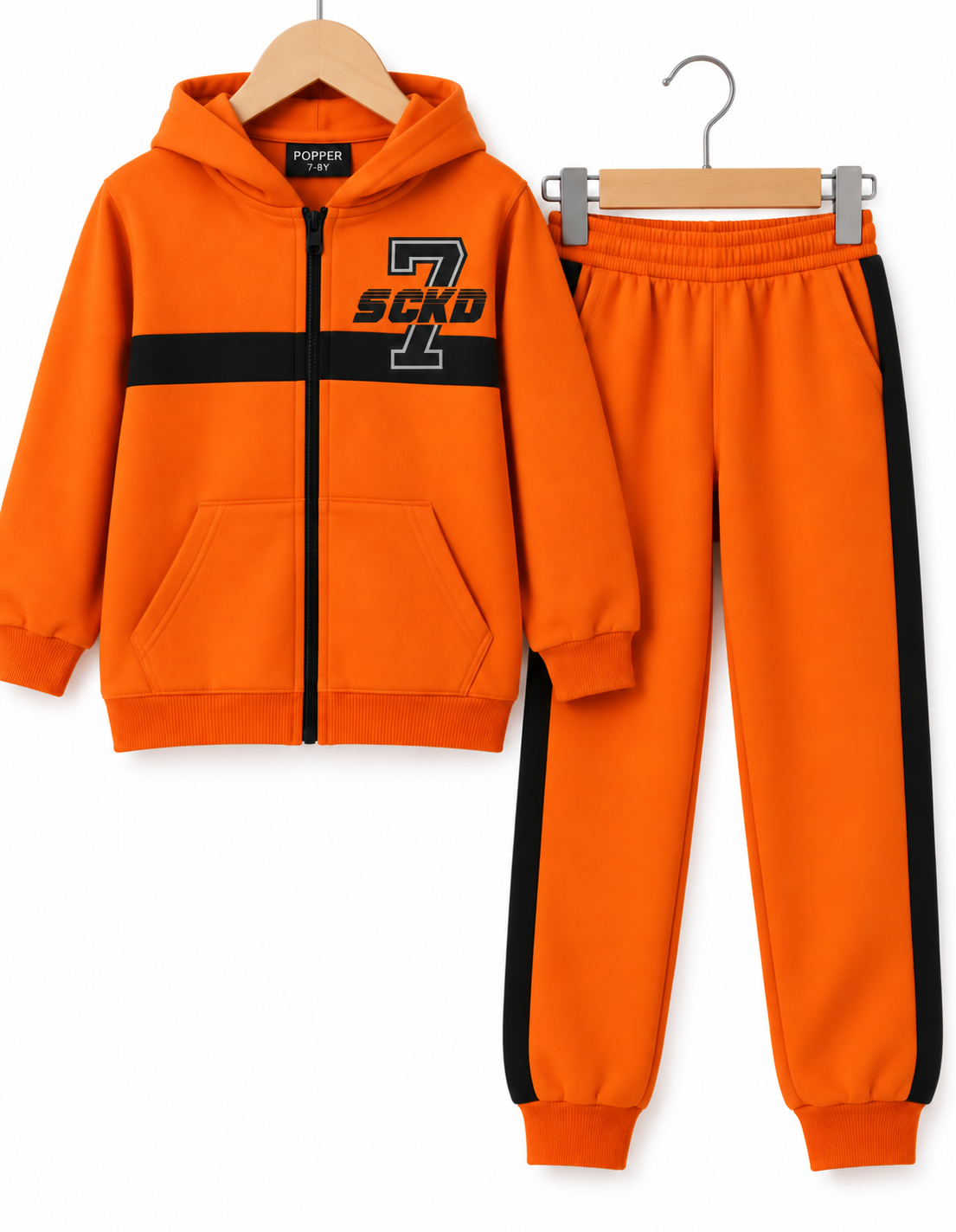 Black & Orange Stripe Kids Tracksuit