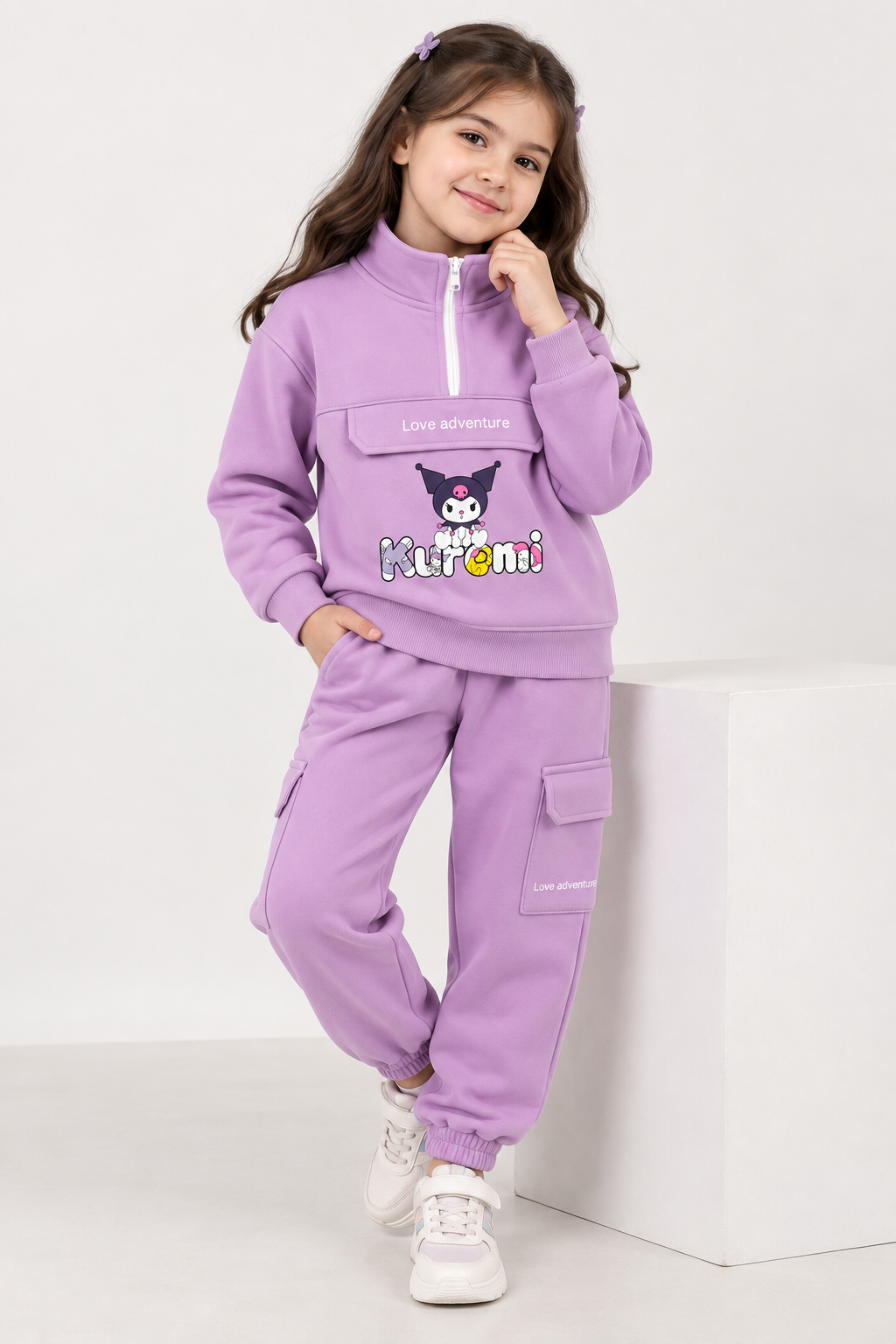 Premium Girls’ Kuromi Fleece Winter Co-Ord Set