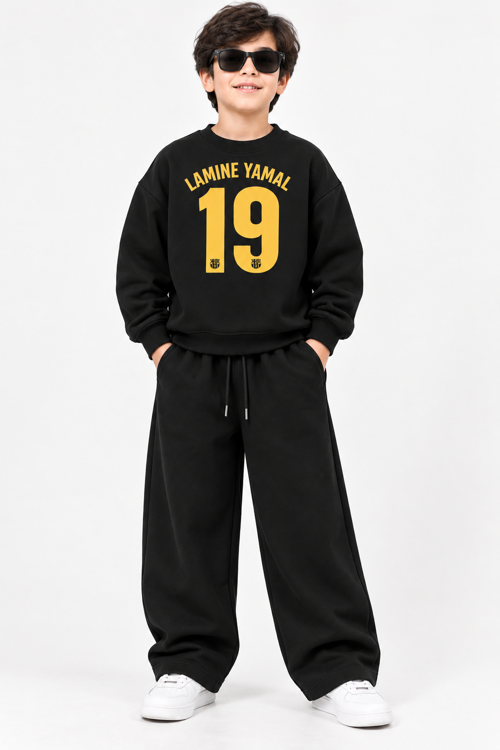 Title: Kids Black Jeep Fleece Sweatshirt & Baggy Trouser Set