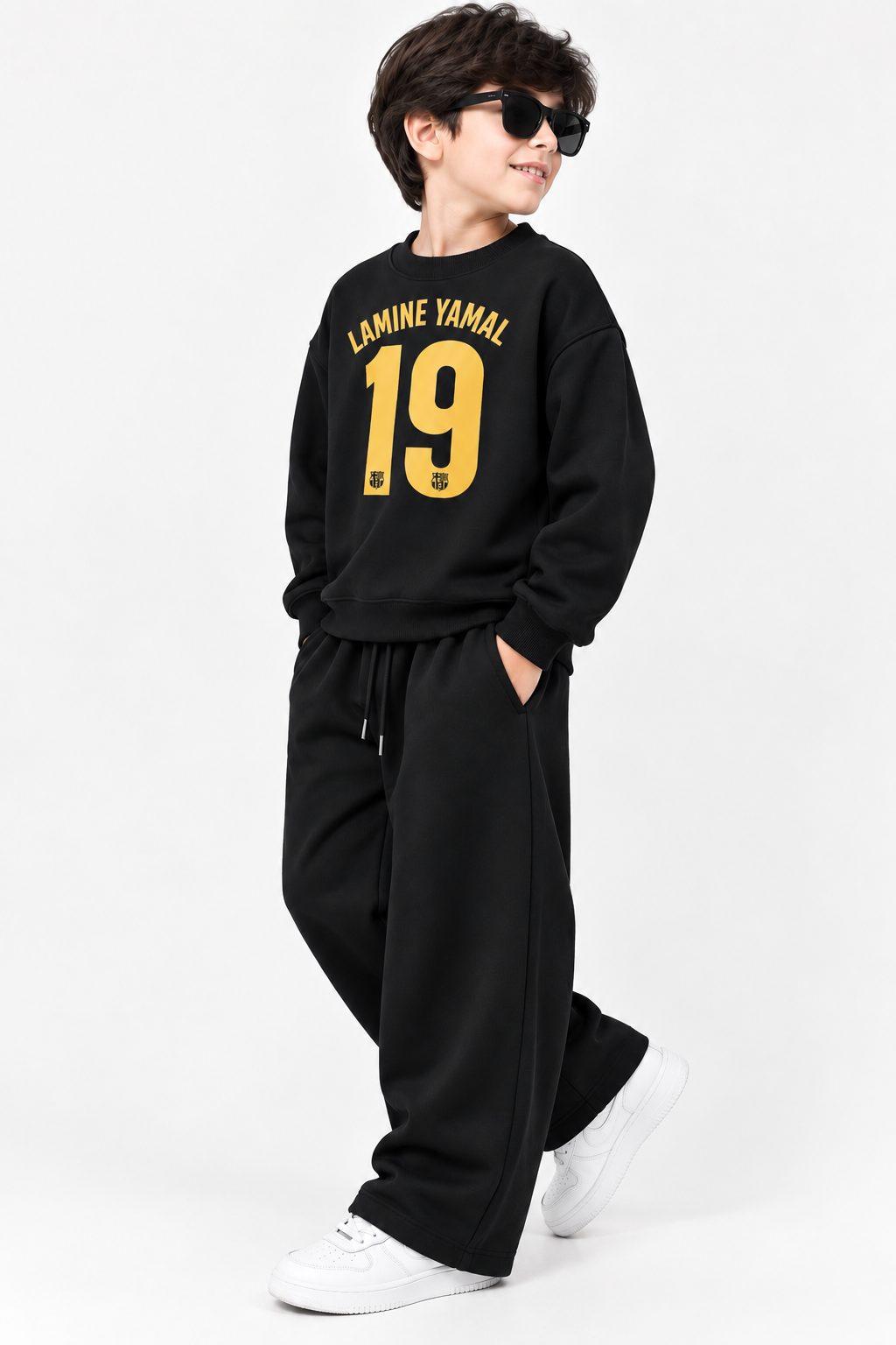 Title: Kids Black Jeep Fleece Sweatshirt & Baggy Trouser Set