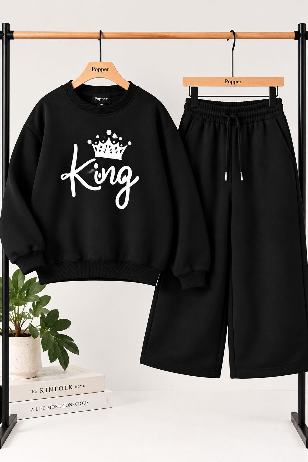 Kids King Black Fleece Sweatshirt &amp; Trouser Set