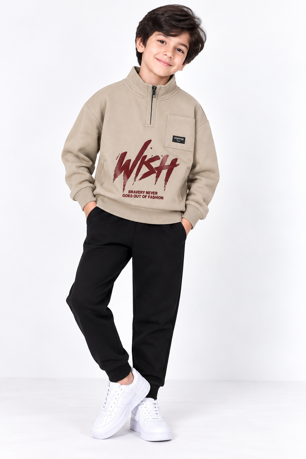 WISH Graphic Kids Half-Zip Tracksuit