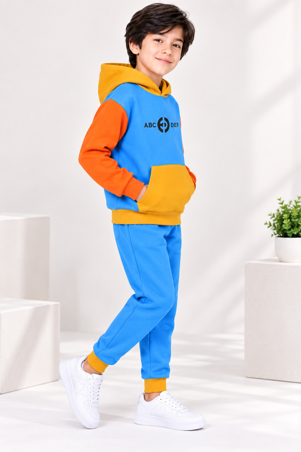 Color Block Kids Hoodie Tracksuit