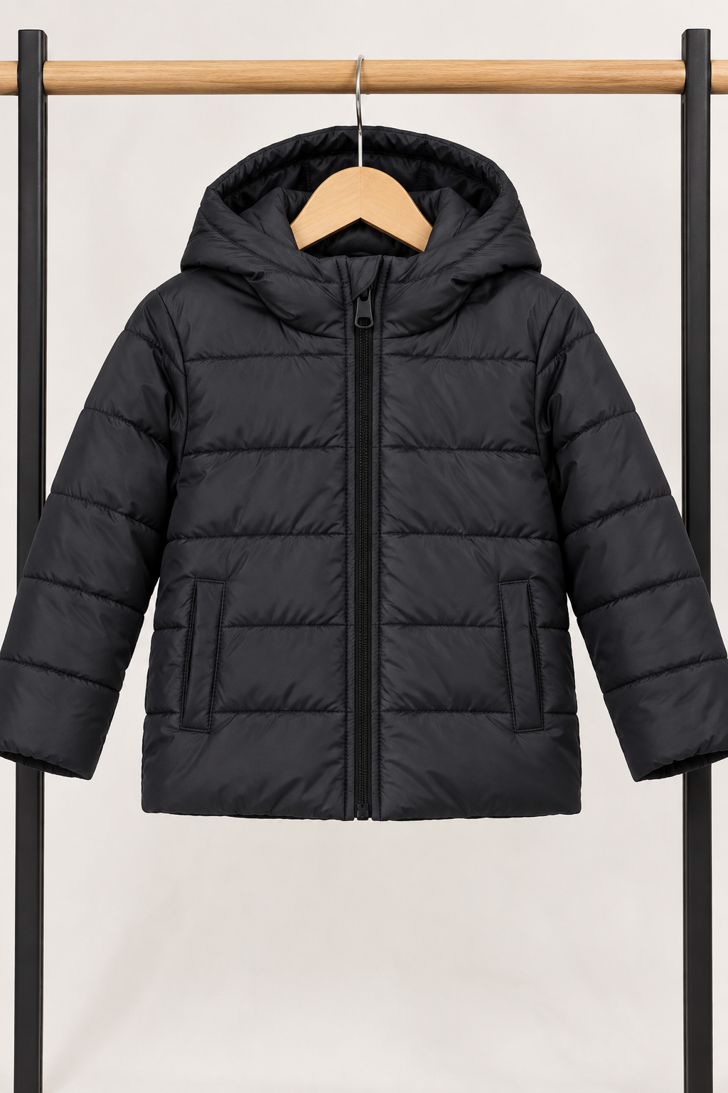 Kids Hooded Puffer Jacket black