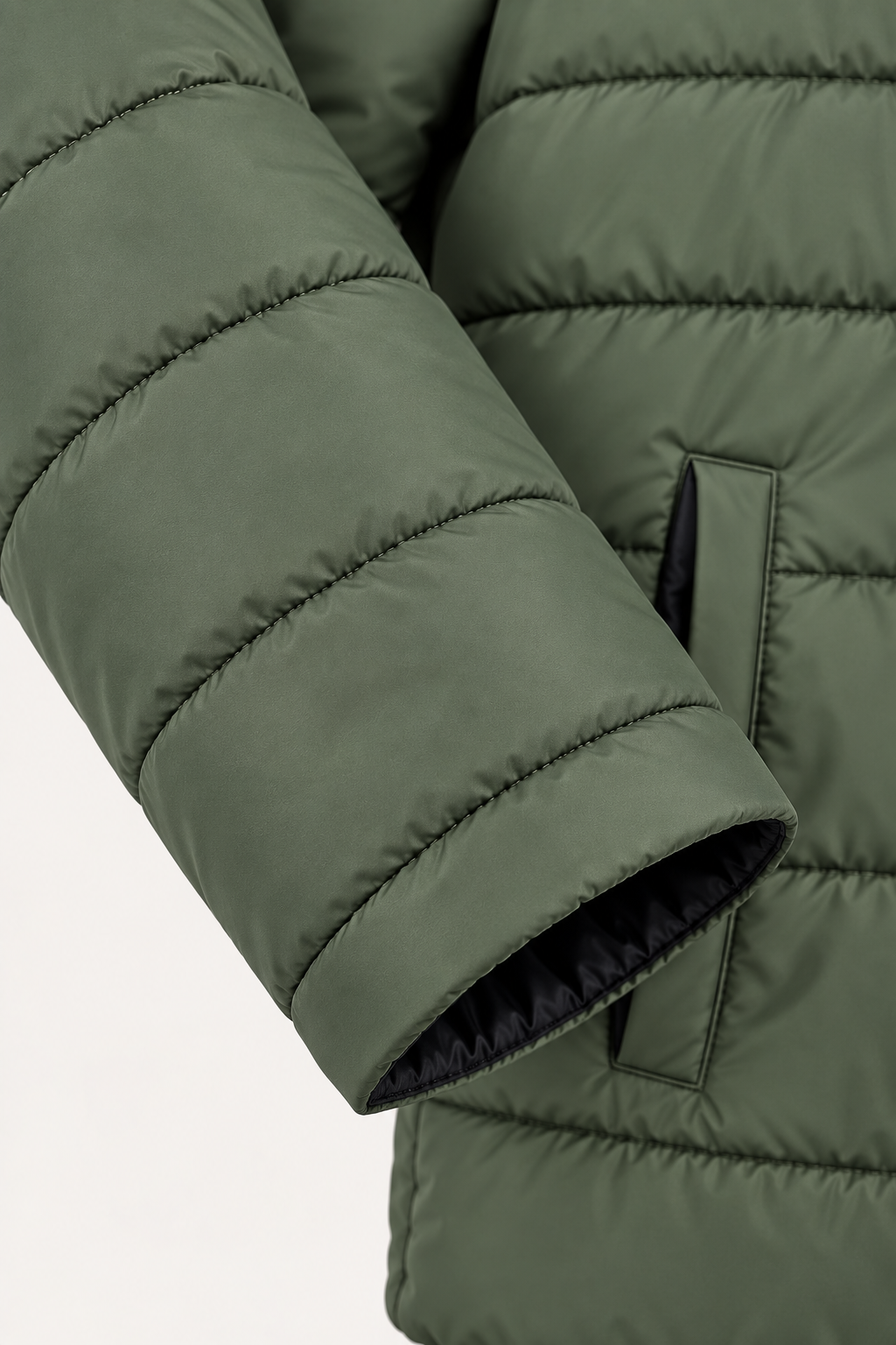 Kids Olive Green Hooded Puffer Jacket