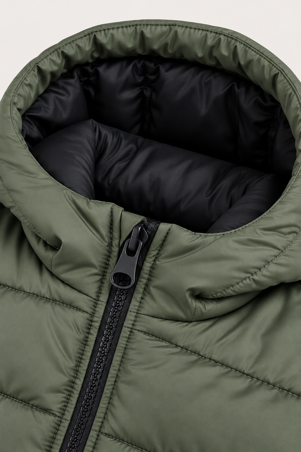Kids Olive Green Hooded Puffer Jacket