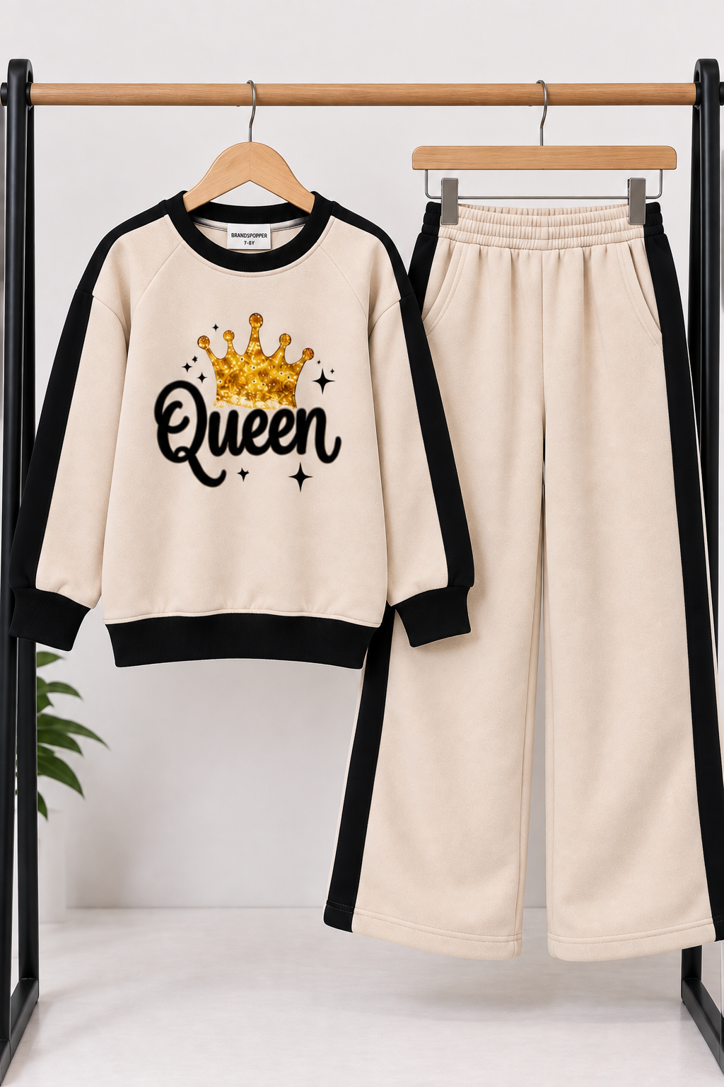 Girls  Queen Black Fleece Sweatshirt &amp; Trouser Set