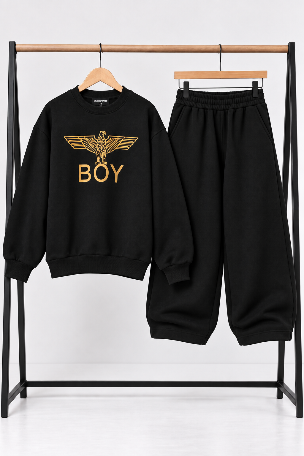 Black Oversized Eagle Boy Co-Ord Set