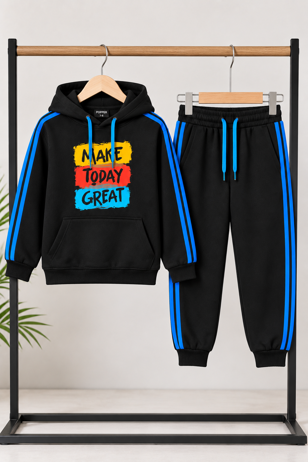 Black Make Today Great Fleece Tracksuit Set