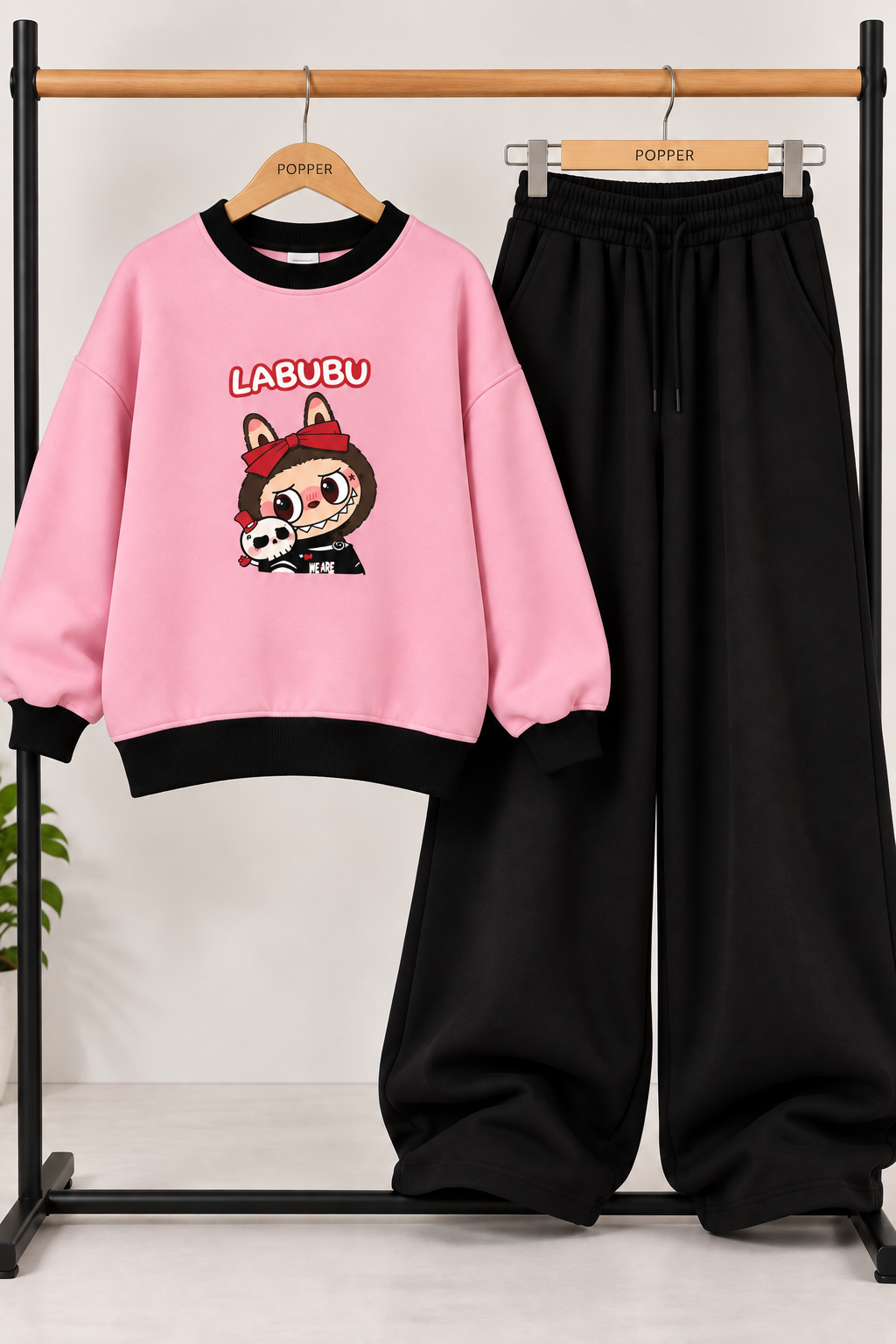 Pink Labubu Fleece Co-Ord Set for Girls