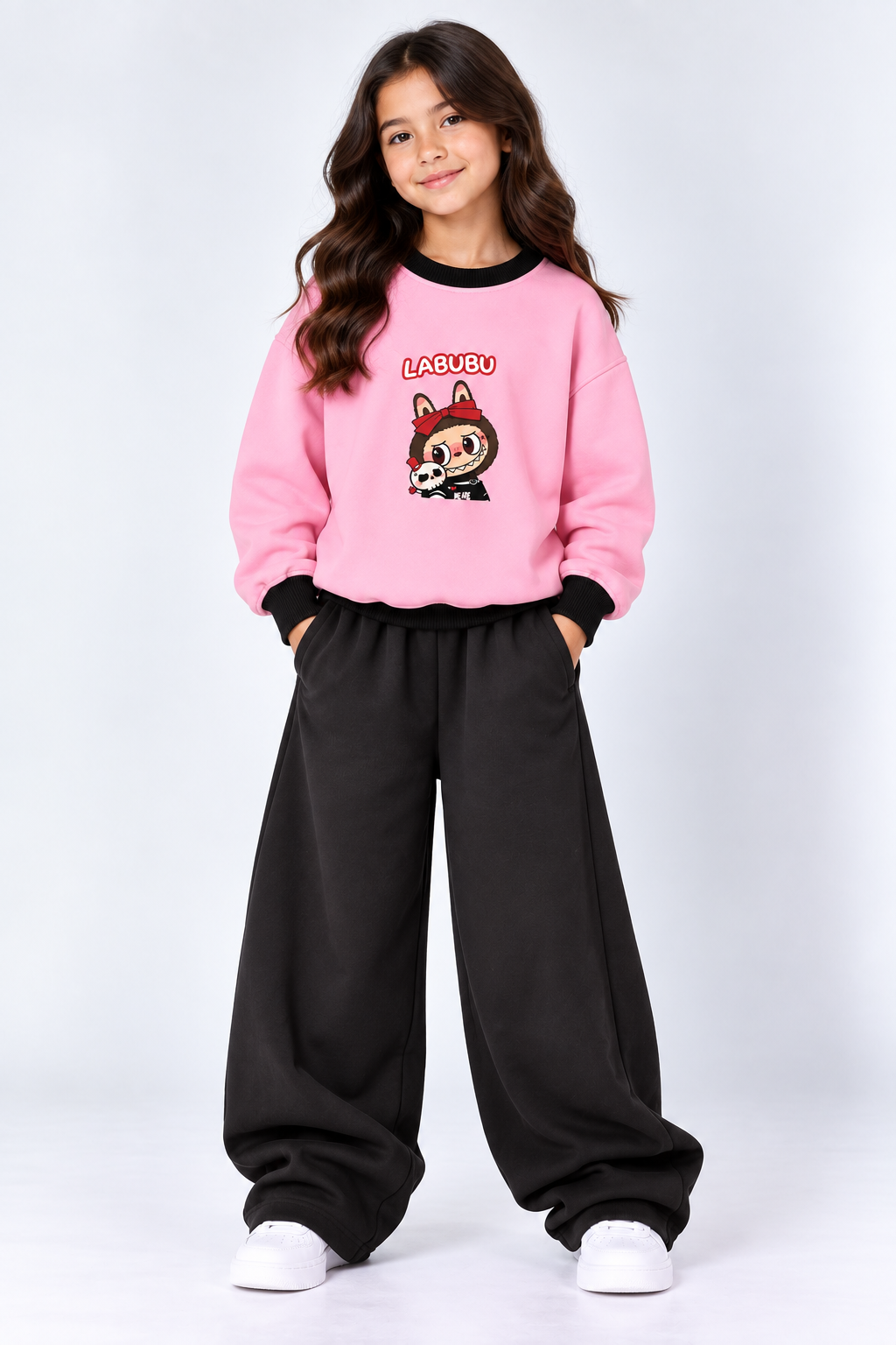 Pink Labubu Fleece Co-Ord Set for Girls