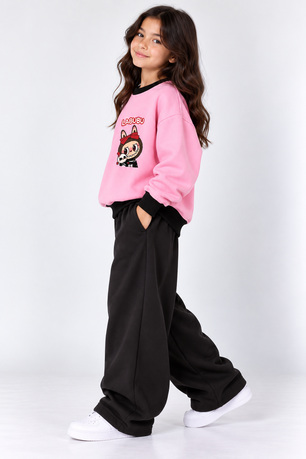 Pink Labubu Fleece Co-Ord Set for Girls