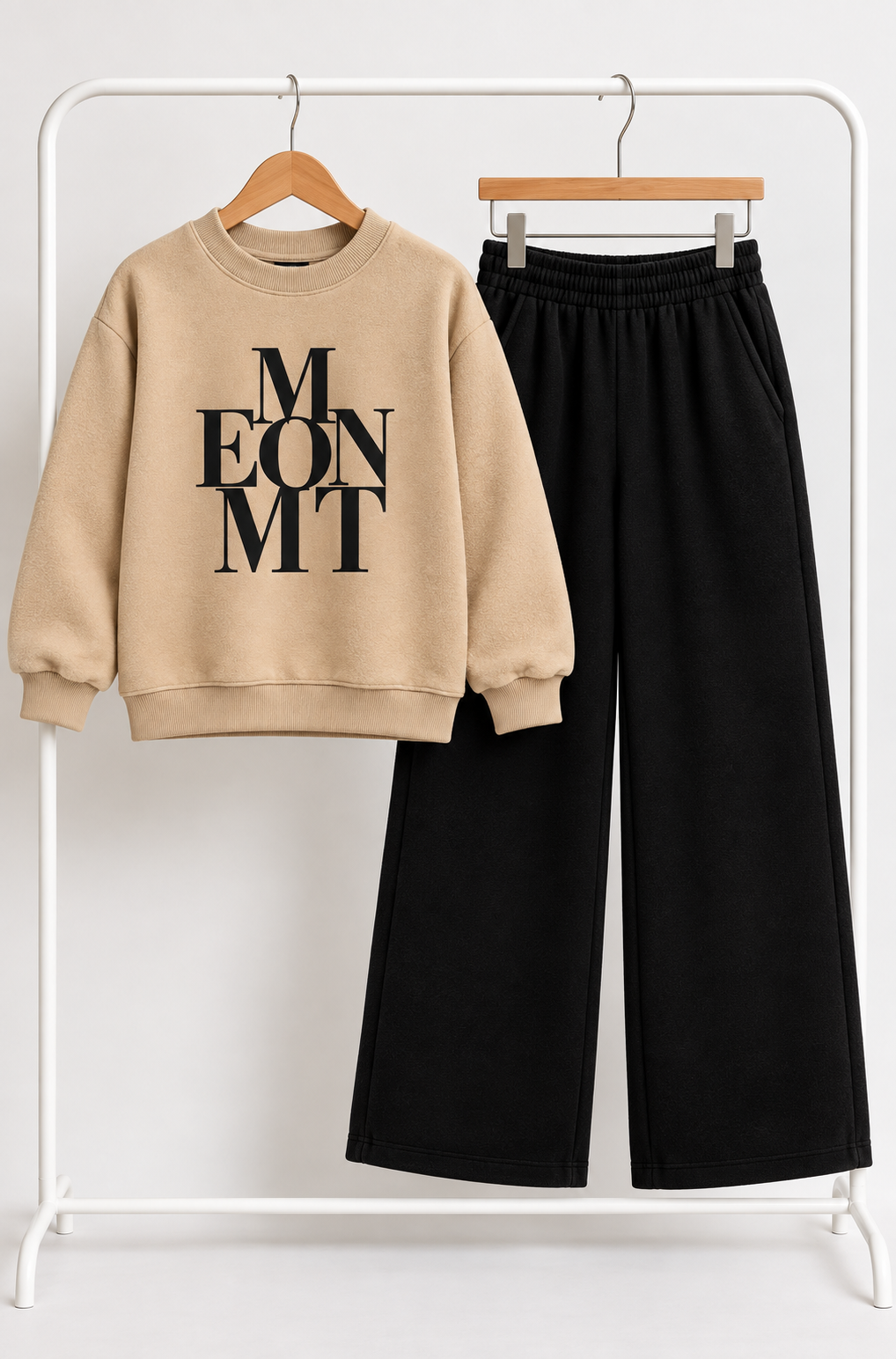Beige & Black M EON MT Fleece Co-Ord Set for Boys