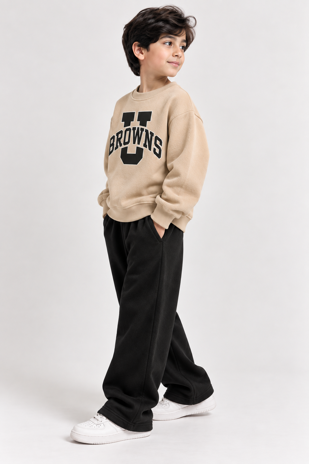 Beige BROWNS Fleece Co-Ord Set for Boys