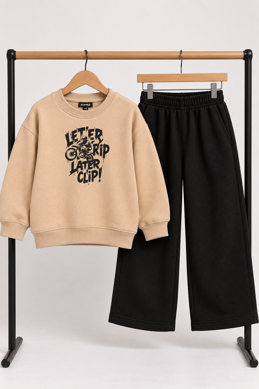 Beige Let’er Rip Fleece Co-Ord Set for Boys