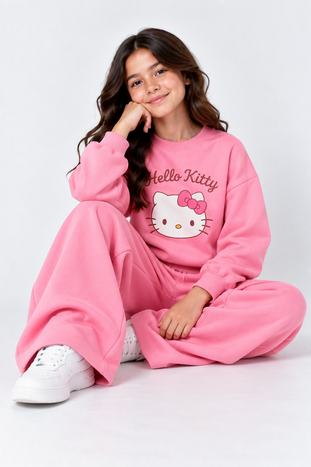 Pink Hello Kitty Fleece Tracksuit Set for Girls