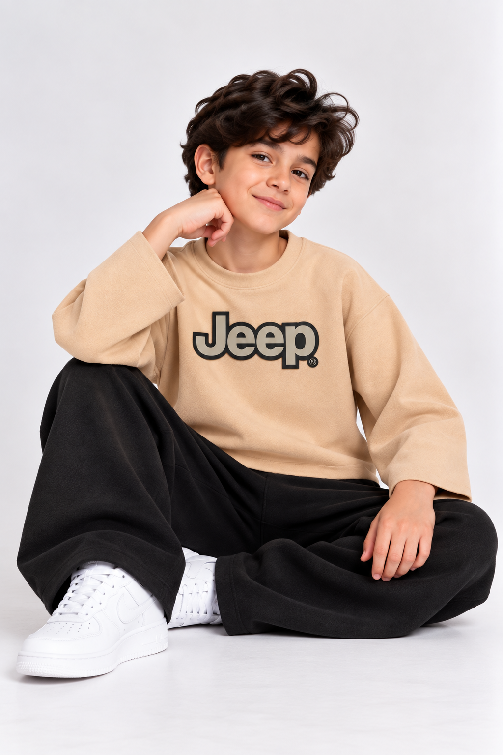 Beige Jeep Fleece Co-Ord Set for Boys
