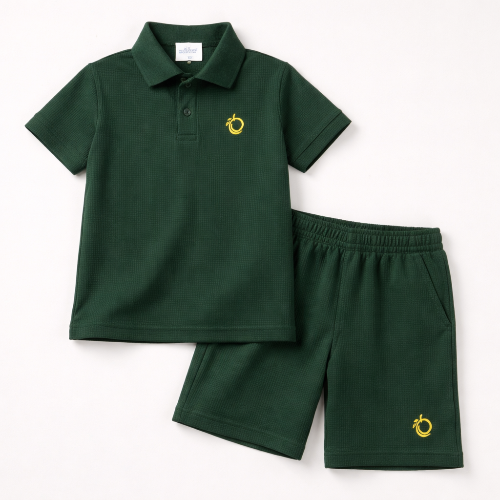 Kids Green Polo Shorts Co-ord Set – Premium Summer Outfit