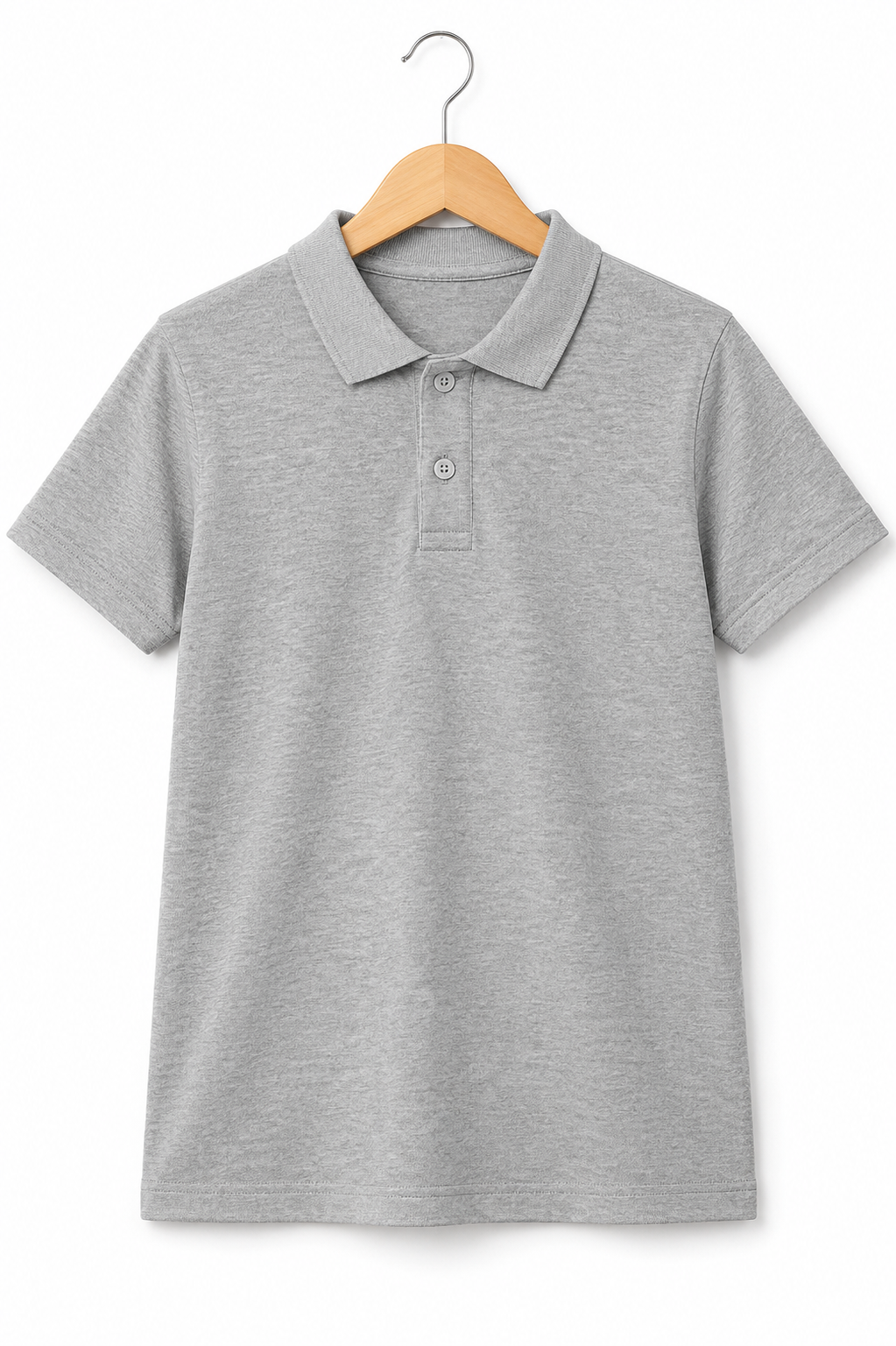 Boys Grey Half Textured Polo Shirt
