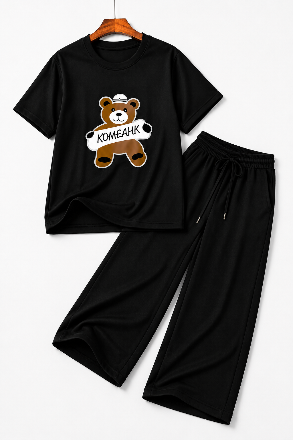Black Teddy Bear Graphic Co-Ord Set