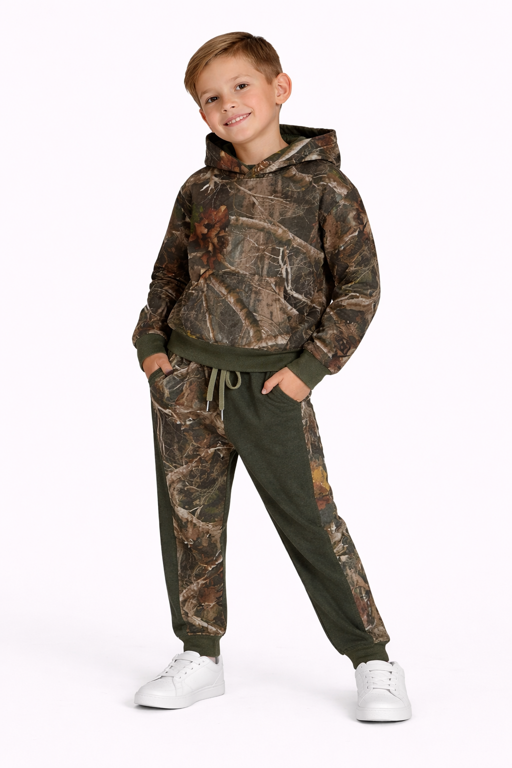 Boys Camouflage Hoodie &amp; Jogger Set – Forest Print