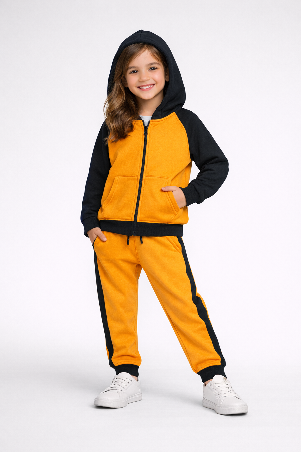 Bold Orange & Black Zip-Up Hoodie Set (unisex)