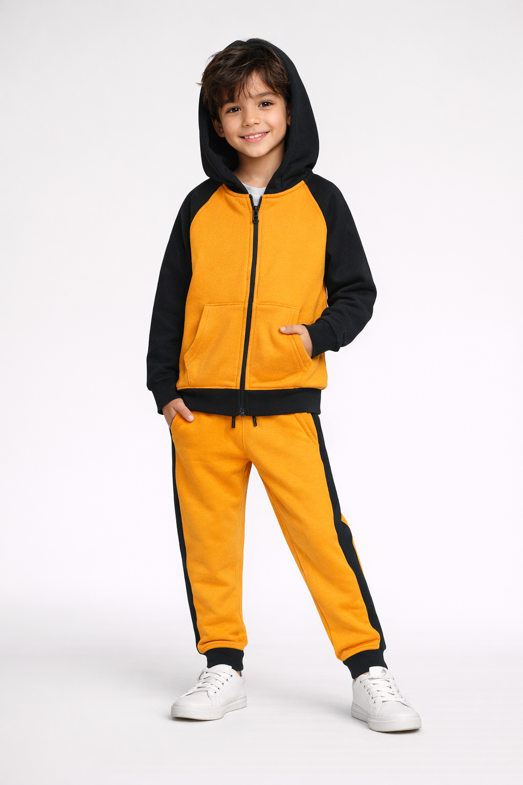 Bold Orange & Black Zip-Up Hoodie Set (unisex)