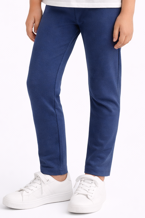 Kids Navy Blue Straight-Cut Cotton Tights