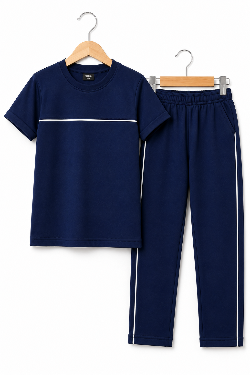 Boys' Navy Blue Cotton T-Shirt &amp; Trouser Co-ord Set | Premium Kids Casual Wear