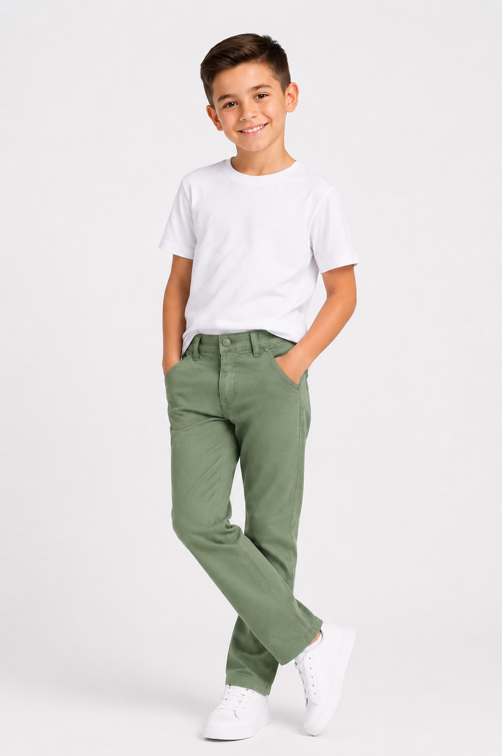 Kids Sage Green Cotton Pants