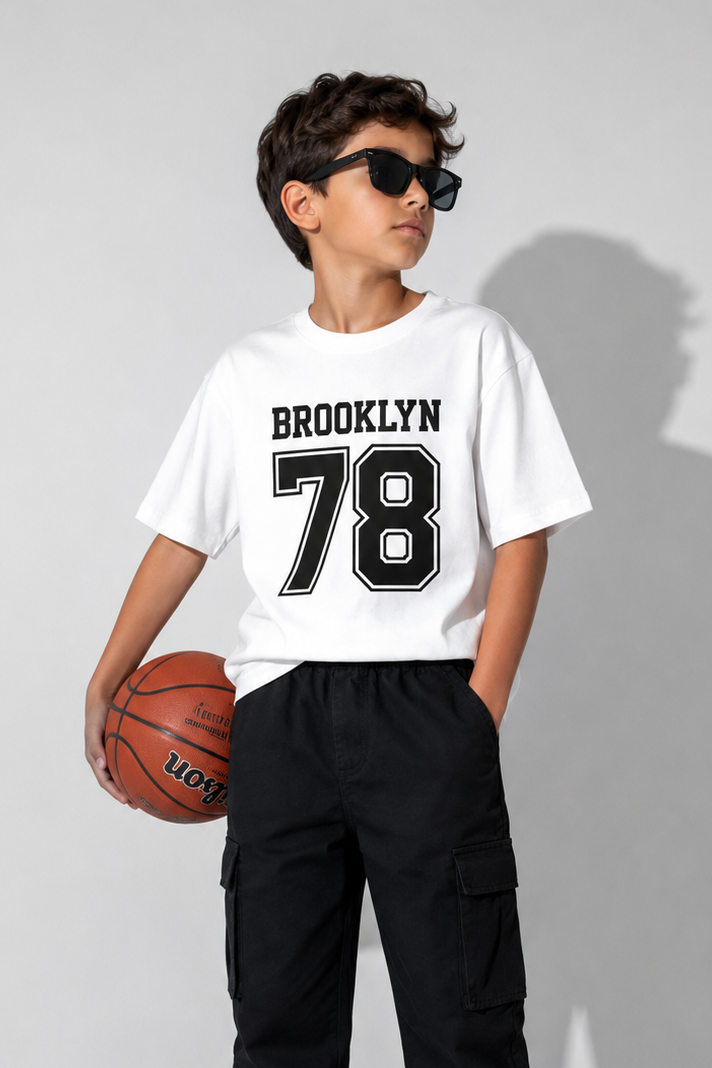 Brooklyn 78 Printed Kids T-Shirt – White