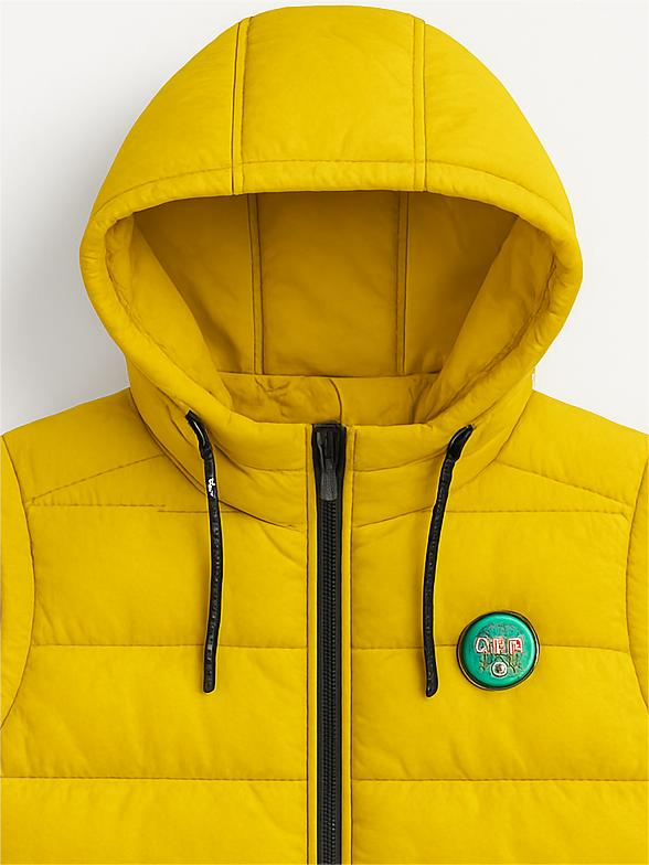 men’s Yellow hooded puffer Jacket