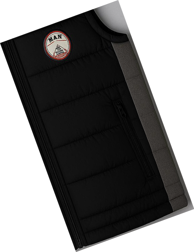 men’s Black with light grey side panel hooded puffer Jacket