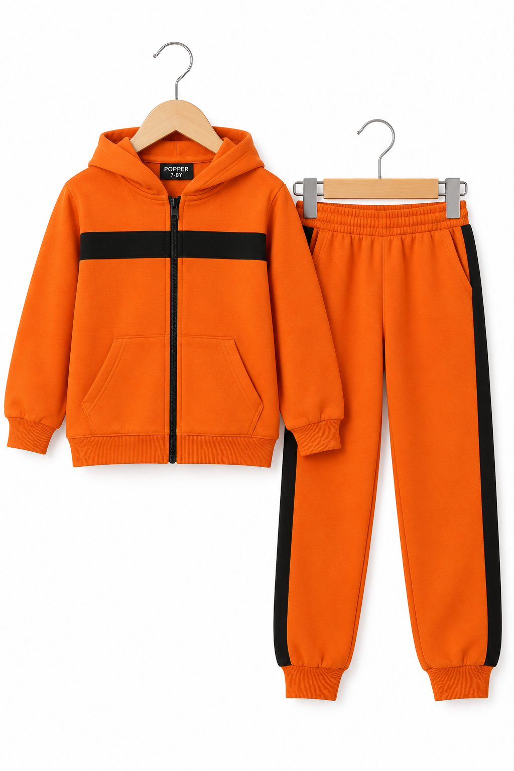 Kids' Go-Fast Tracksuit: Orange &amp;amp; Black