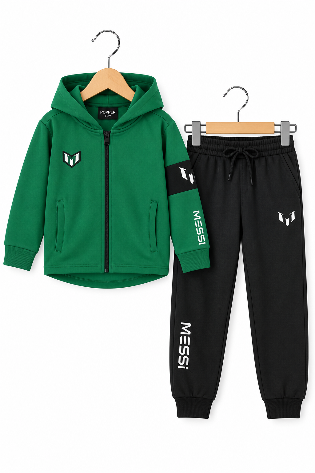 Green Messi Hoodie &amp; Jogger Set For Boys