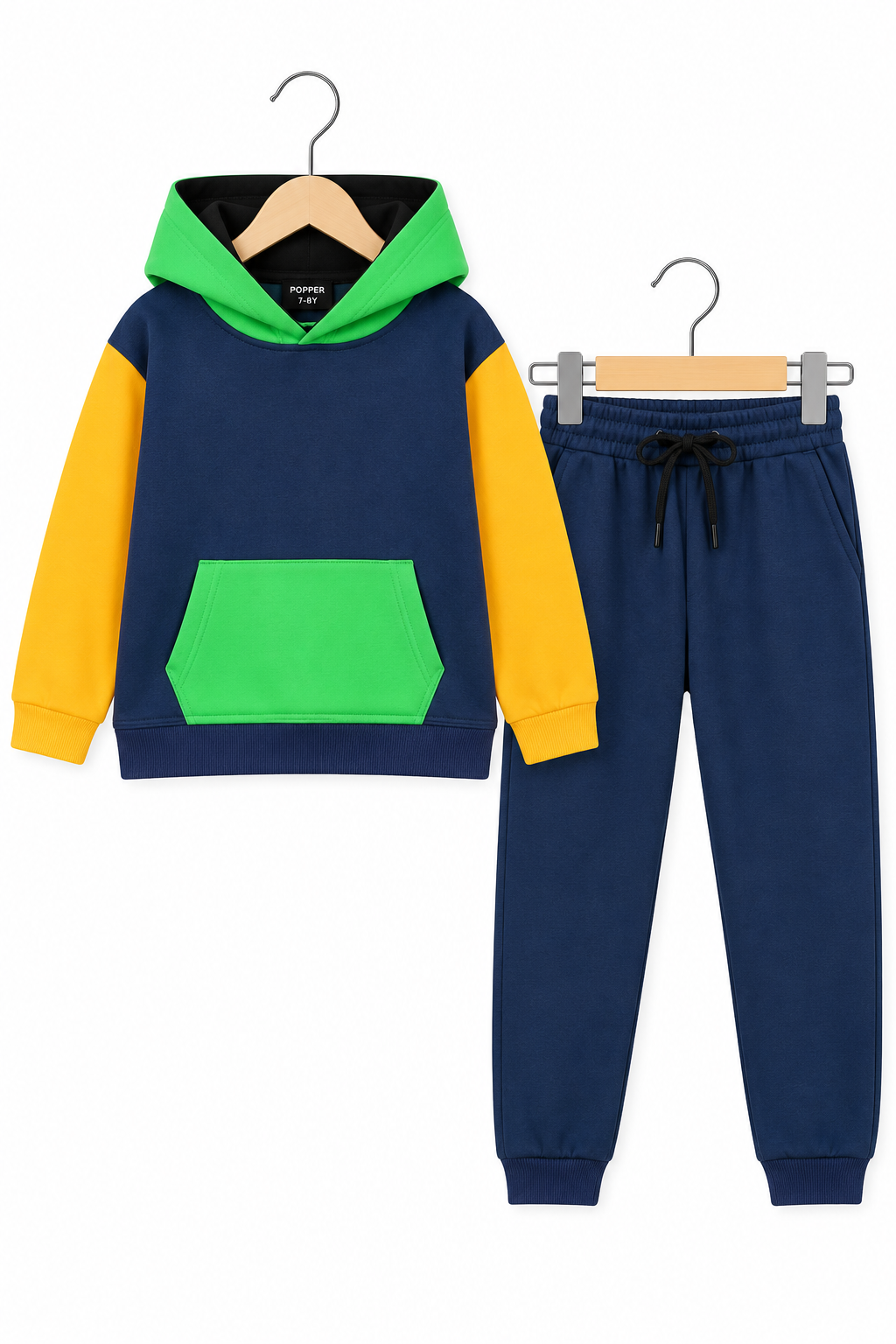 Vibrant Colorblock' Hoodie Set – Navy, Yellow &amp; Green Pop (unisex)