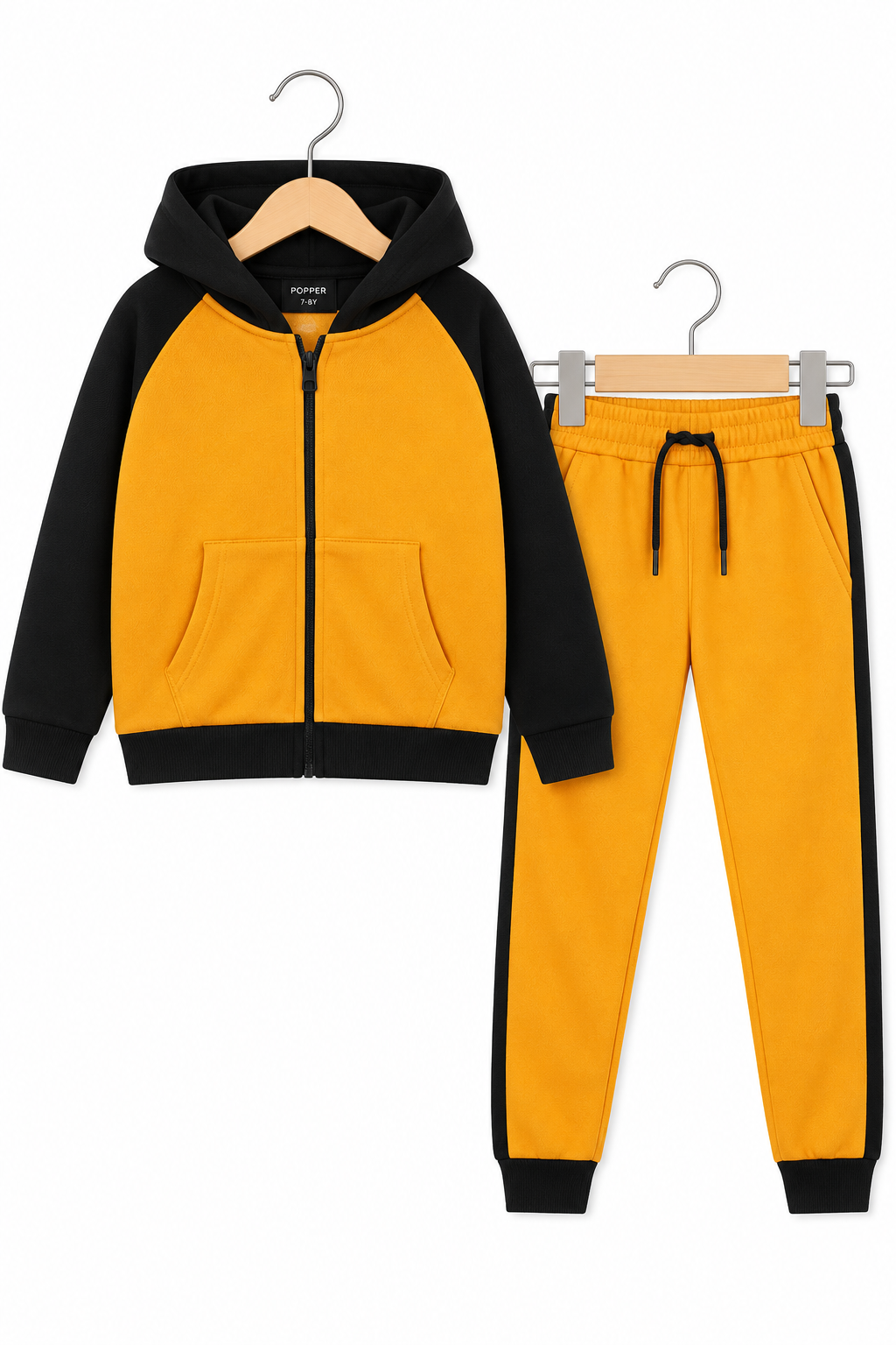 Bold Orange &amp; Black Zip-Up Hoodie Set (unisex)