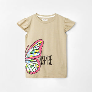 Girls Soft Cotton Butterfly Printed T-Shirt